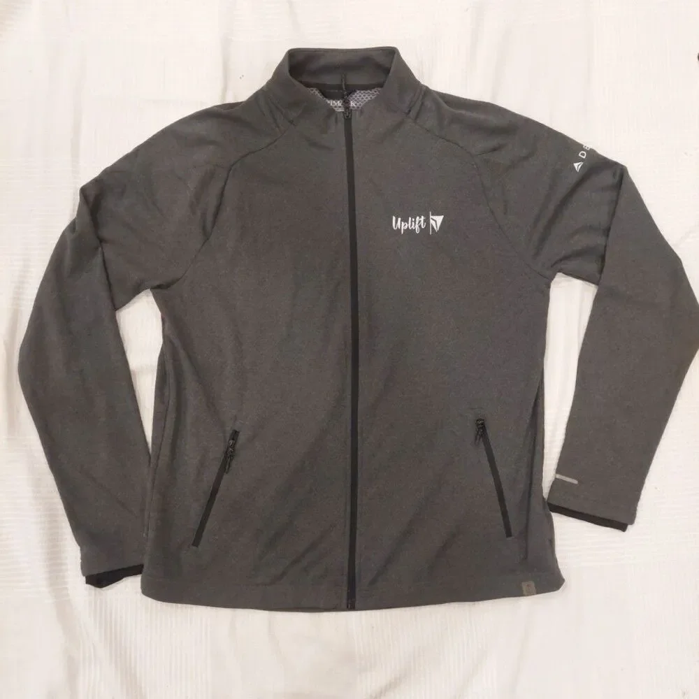 Delta Airline Promo Uplift Logo Employee Full Zip Reflective Strips Gray Jacket